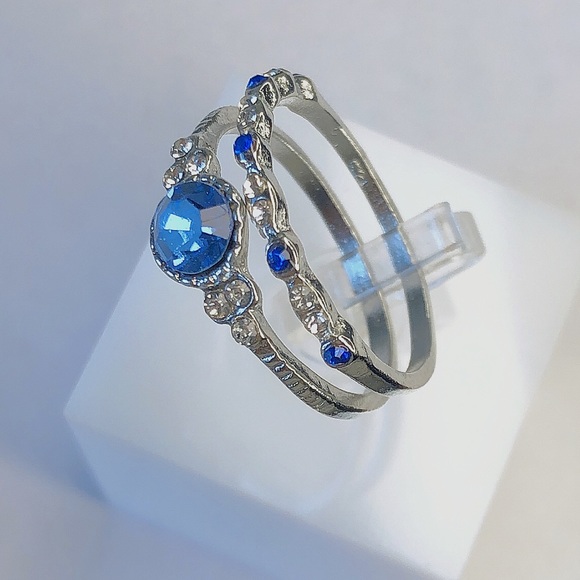 Round Cut SapphireRing 925 Silver - Picture 5 of 6